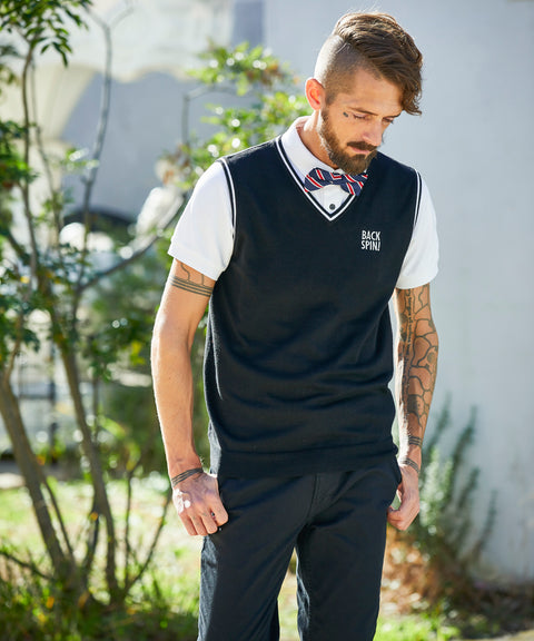 【20%OFF】【BACK SPIN!】BACKSPIN LOGO KNIT VEST(BSBA02W711)