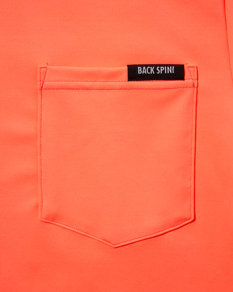 【BACK SPIN!】MOCK NECK BIG LOGO POCKET-T