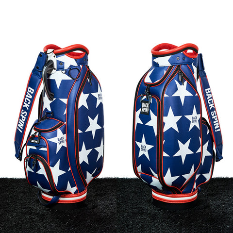 【ワケアリ】【BACK SPIN!】GOLF BAG - STAR 2023 (White Black Navy Red)