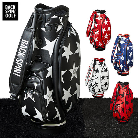【ワケアリ】【BACK SPIN!】GOLF BAG - STAR 2023 (White Black Navy Red)
