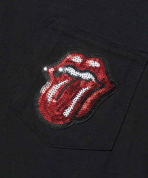 【50%OFF】【The Rolling Stones】TheRollingStones SEQUIN LICK POCKET T SHIRT(RSBA02W710)