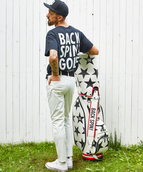 【ワケアリ】【BACK SPIN!】GOLF BAG - STAR 2023 (White Black Navy Red)