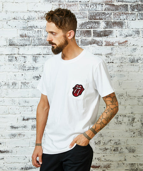 【50%OFF】【The Rolling Stones】TheRollingStones SEQUIN LICK POCKET T SHIRT(RSBA02W710)