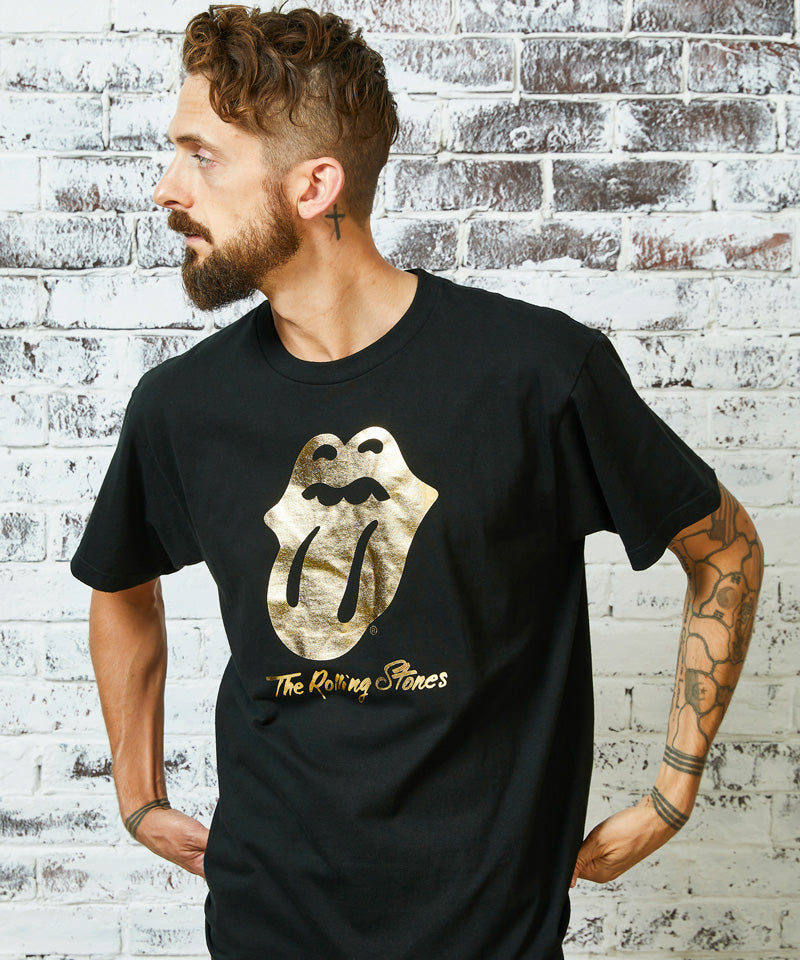 The Rolling Stones】ローリングストーンズ ゴールド ロゴTシャツ