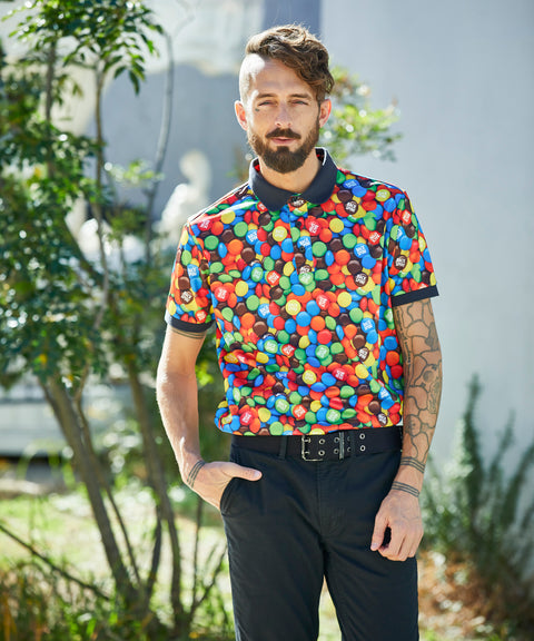 【BACK SPIN!】Marble Chocolates Pattern Polo(BSBB01W712)