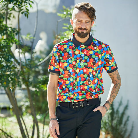 【BACK SPIN!】Marble Chocolates Pattern Polo(BSBB01W712)