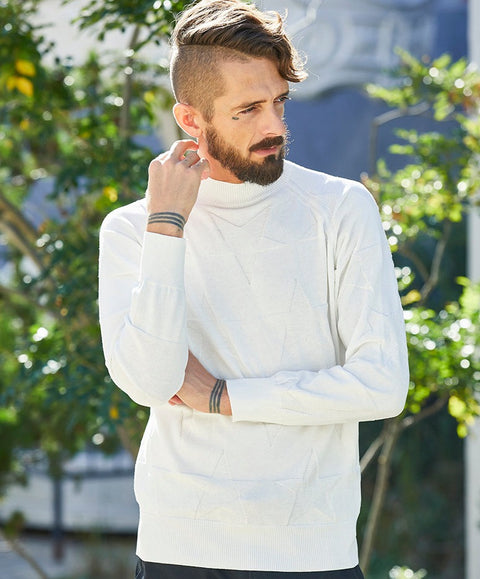 50%OFF【BACK SPIN!】STAR AND BORDER LONG SLEEVED KNIT SWEATER(BSBA02W713)