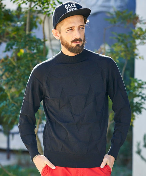 50%OFF【BACK SPIN!】STAR AND BORDER LONG SLEEVED KNIT SWEATER(BSBA02W713)