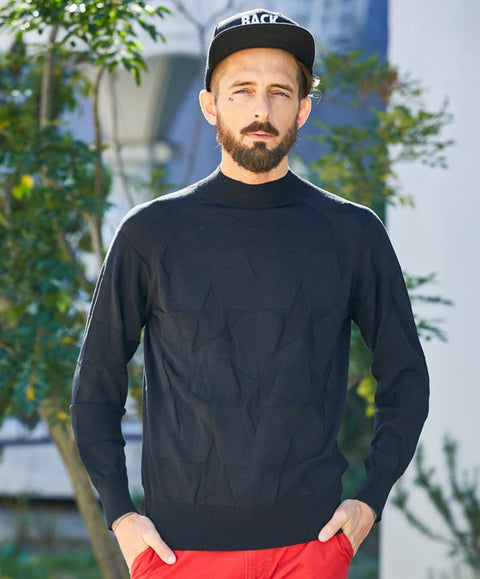 50%OFF【BACK SPIN!】STAR AND BORDER LONG SLEEVED KNIT SWEATER(BSBA02W713)