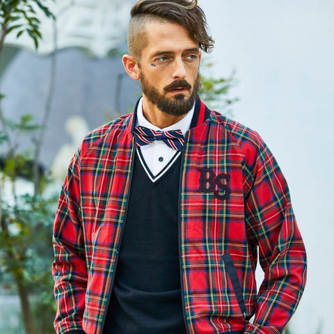 BACK SPIN! Plaid Reversible Blouson チェック柄リバーシブルブルゾン【BSBB02W704】