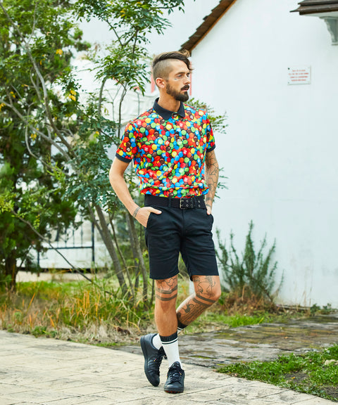 【BACK SPIN!】Marble Chocolates Pattern Polo(BSBB01W712)