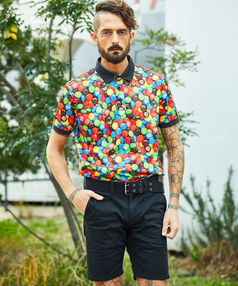 【BACK SPIN!】Marble Chocolates Pattern Polo(BSBB01W712)