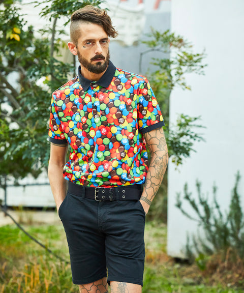 【BACK SPIN!】Marble Chocolates Pattern Polo(BSBB01W712)