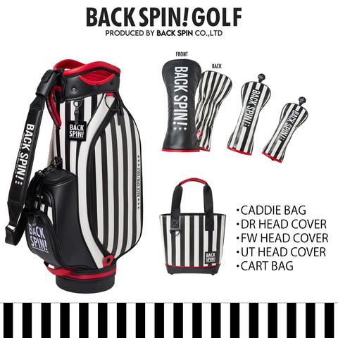 BACK SPIN! STRIPE SET A: CADDIE BAG, HEAD COVERS, and A CART BAG SET