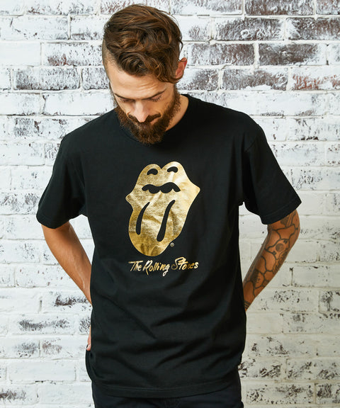 【３０％OFF】【The Rolling Stones】ローリングストーンズ ゴールド ロゴTシャツ